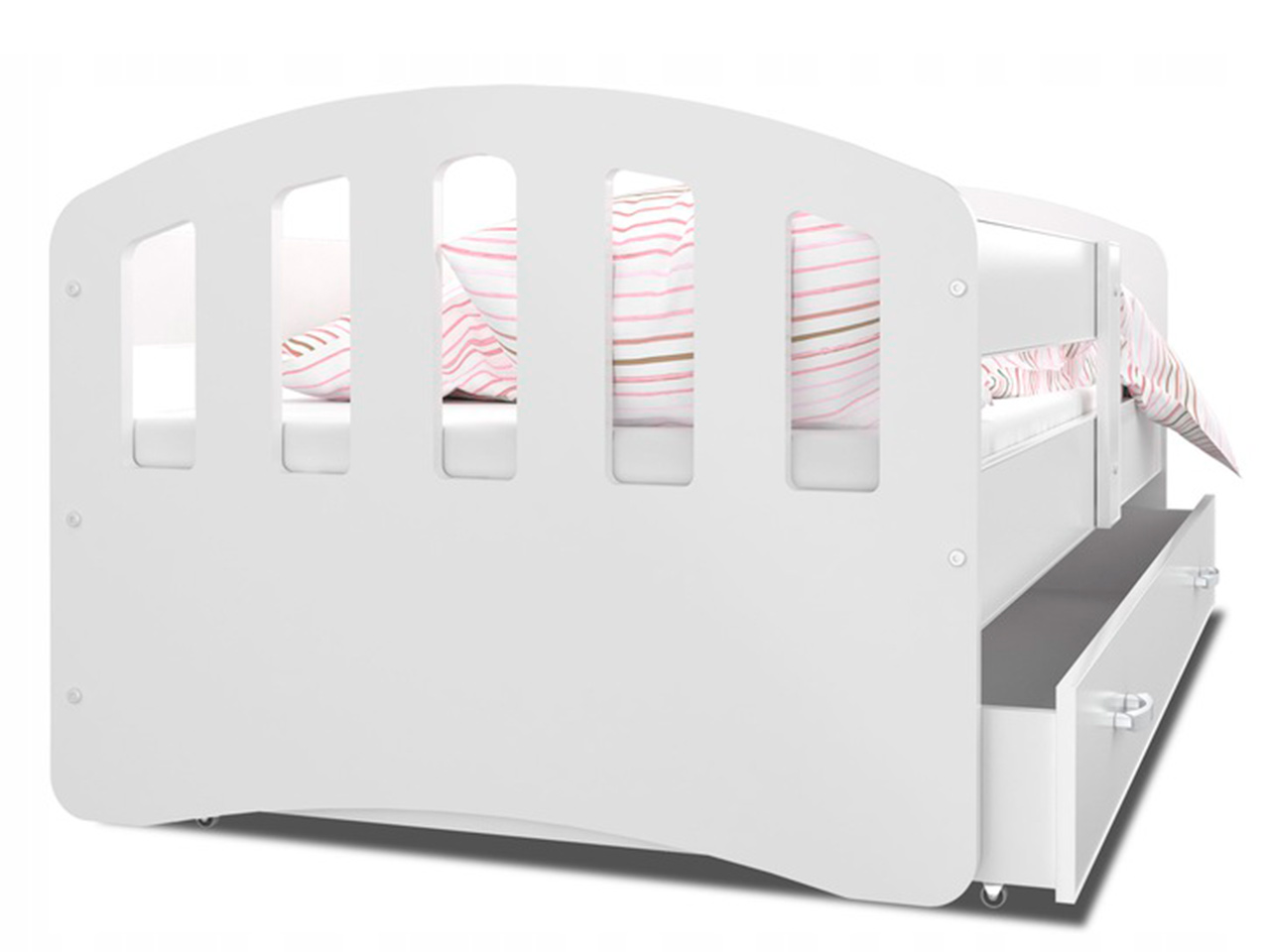 Otroške postelje - Otroška postelja Happy Premium + GRATIS LEŽIŠČE IZ PENE  - 80x160 - ZELENA BARVA / 206