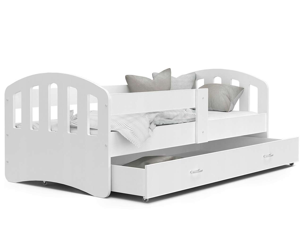 Otroške postelje - Otroška postelja Happy Premium + GRATIS LEŽIŠČE IZ PENE  - 80x160 - ZELENA BARVA / 208