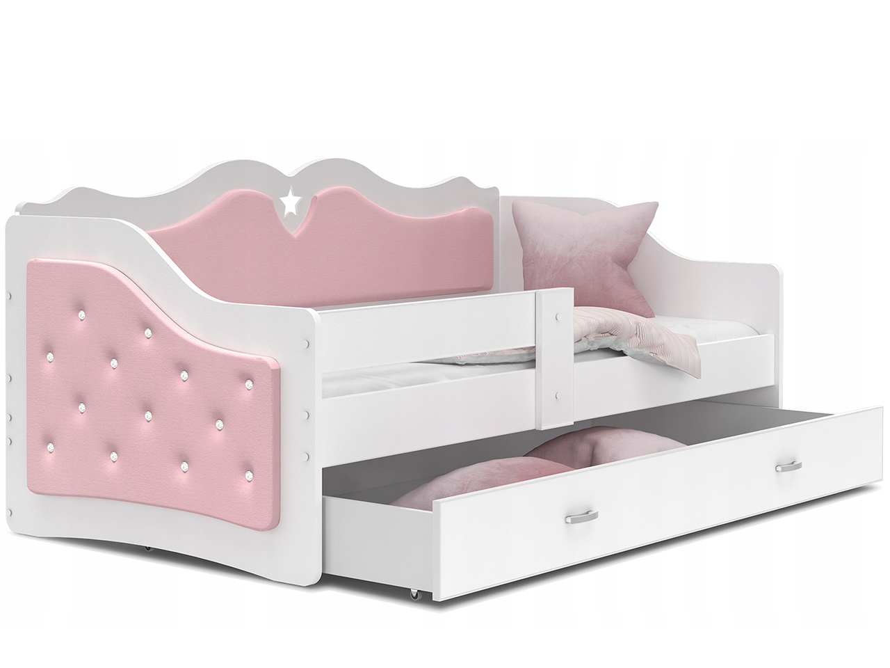 Otroške postelje - Otroška postelja Lily Kids + GRATIS LEŽIŠČE IZ PENE  - 80x160- ROZA KRISTAL / 221